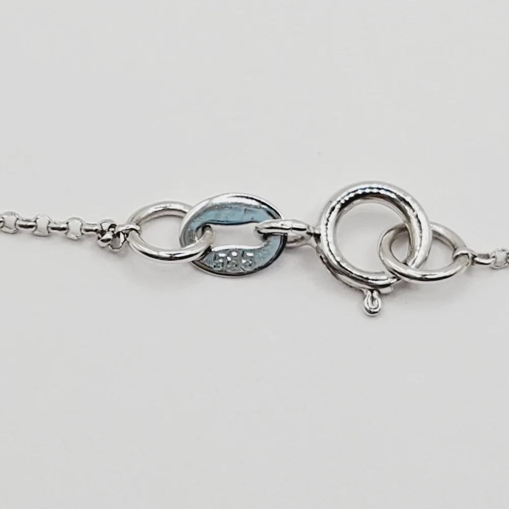 14k Solid White / Black Gold Genuine Round Diamond Swirl Pendant Necklace